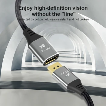 4K 144Hz 8K 60Hz Displayport cablu de extensie DP 1.4 cablu extensie Displayport de sex Masculin la feminin funcționează cu Displayport 1.4 port