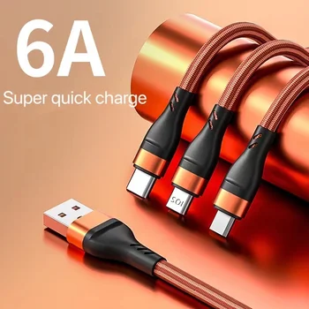 6A 3 în 1 Cablu de Încărcare de Tip C, Micro USB Încărcător Rapid Multi Port Usb Multiple de Încărcare Usb Cablu Pentru iPhone, Samsung, Xiaomi