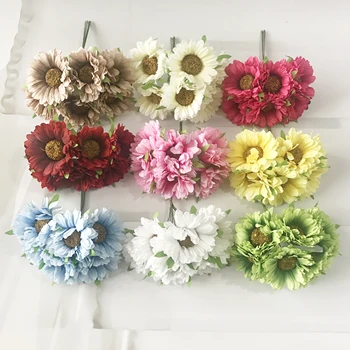 6pcs 5CM manual gerbera flori artificiale, Pentru gradina casa mireasa de nunta de decorare DIY ghirlanda material carnet fals de flori