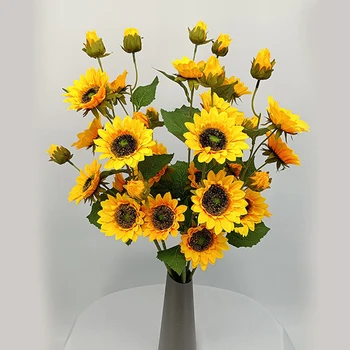 76CM Artificiale de Floarea-soarelui Floare de Lungă Ramură Înaltă Calitate Margarete Casa Aranjament Nunta Petrecere de Craciun Decor de Plante DIY