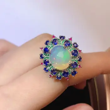 925 inel argint set inele pentru femei bijuterii floare inel Misterios și nobil bijuterii Opal