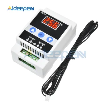 AC90-250V Șină de Ghidare Controler de Temperatura Tester Digital cu LED Termostat Termostat Rece de Căldură Senzor de Temperatură 110V 220V