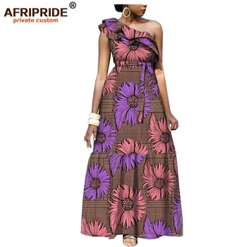 Africa de Moda, Rochii Casual pentru Femei AFRIPRIDE Croitor-a Făcut Un Umăr se Potrivesc și Flare Femeile Batic de Bumbac Rochie A1825111
