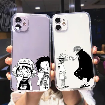 Anime Desene animate One Piece Luffy Zoro Telefon Caz pentru IPhone 13 12 11 Pro X XS Max Mini 7 8 Plus SE 2020 2022 XR Capac Transparent