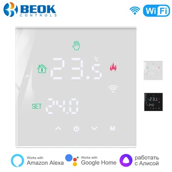 Beok Wifi Termostat de Încălzire prin Pardoseală Electric Programabil Tuya regulator de Temperatură pentru Cazan de Gaz Funcționează cu Alexa,Google Acasa