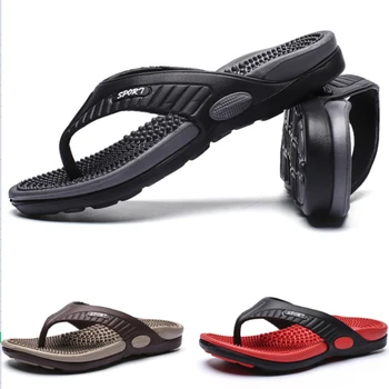 Bărbați Papuci de Plaja Masaj Flip-flops Confortabil în aer liber, Casual, Sandale din Piele Non-alunecare Pantofi de Înaltă Calitate, Plus Dimensiune Încălțăminte