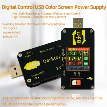 Control Digital USB Ecran Color de Alimentare LCD Voltmetru Ampermetru 5V la 0,6 V-30V 2A 15W Tensiune Constanta si Curent Constant