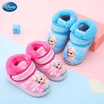 Copilul Pantofi Fete Disney Frozen Elsa Printesa Acasa Sac De Papuci De Iarna Pentru Copii Fete De Pluș Cald Fund Moale Anti-Alunecare Pantofi Pentru Copii