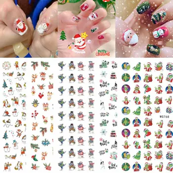 Crăciun 3D nail art sticker pentru copii tatuaje manichiura accesorii omul de zapada cadou copac cerbi Moș Crăciun slider unghii decal WG101