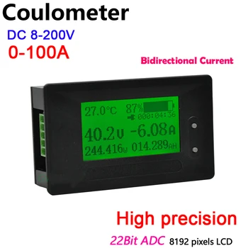 DC 100A Coulometer Litiu Li-ion, Lifepo4 Baterie plumb-acid Monitor Indicator de Capacitate de Afișare Tensiune de Alimentare Curent TIMP TEMP o