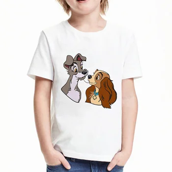Doamna si Vagabondul Tricou Casual desen Animat de Imprimare tricou Copii Băiat de Vară Confortabil Surori cu Mânecă Scurtă pentru Copii T-shirt