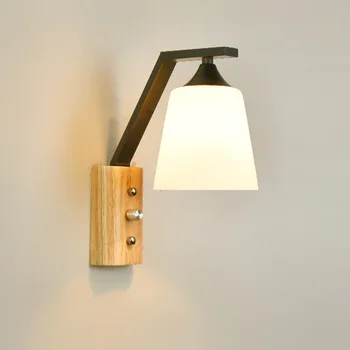 Dormitor Lumina de Noapte Janpan Stil de Sticlă Lemn Lampă de Perete pentru Coridor, Culoar Scări Living Fundal Tranșee de Perete Buton de Comutare