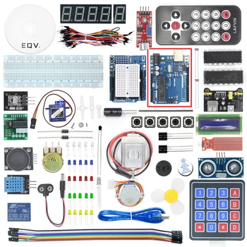 EQV Super Starter Kit pentru Arduino UNO R3 - Uno R3 Breadboard / Pas Motor / Servo SG90 / 1602 LCD / de șuntare / CD Tutorial