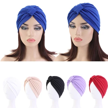 Femei Caderea Parului Cap Pălărie Eșarfă Cap Turban Hijab Musulman Cancer Chimioterapie Pălărie Capacul Folie Islamic Boneta Plisată Chelioși Căciuli Capac