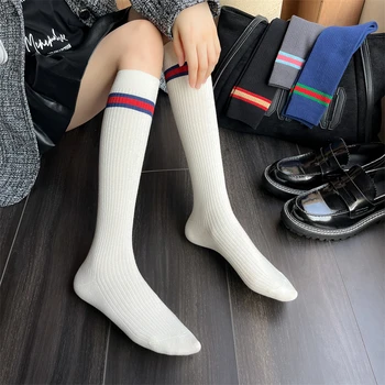 Femei Ciorapi 2022 Noua Moda Toamna Iarna din Bumbac cu Dungi Șosete Lungi Pentru Femei Stil Preppy Fete Japoneze Genunchi Șosete Mari