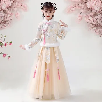Fete Hanfu Rochie Frumoasă Copii Fotografie De Crăciun Vintage Copii Vechi Zână Printesa Rochii De Anul Nou Chinezesc Imbracaminte