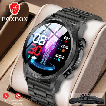 FOXBOX de Afaceri AMOLED Ceas Inteligent cu Ecran HD de Ceas Pentru Bărbați ECG Smartwatch Monitorizare a Glucozei din Sânge 280mAh Baterie Ceas Nou Om