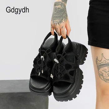 Gdgydh Handmade Mare Platforma Sandale Femei Tocuri Indesata ochiurilor de Plasă Respirabil cu Talpă Groasă de Plajă, Sandale Casual Femei Pantofi anti-alunecare