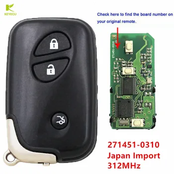 KEYECU Înlocuire 3 Butonul Smart key cu Telecomanda 271451-0310 FOB pentru Lexus LS460 GS430/450/460 IS350 2006-2012 Japonia Import 312MHz