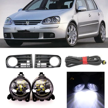 LED Lumina de Ceață Lămpi Cu Becuri +Grila Coperta +Sârmă Lumini Auto Pentru toate modelele VW Golf 5 V A5 MK5 2004 2005 2006 2007 2008 2009