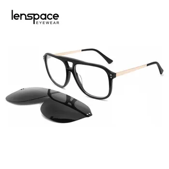 Lenspace Polarizat ochelari de Soare Patrati Femei Magnetic Clip On de Lux Ochelari baza de Prescriptie medicala Ochelari cu Ramă de Ochelari pentru Barbati Glasess