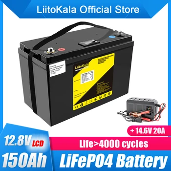 LiitoKala Lifepo4 12.8 V 12V 150AH Litiu Baterie 100A BMS pentru 1200W Barci de Stocare a Energiei Solare Cărucioare de Golf RV Invertor 14.6V20A
