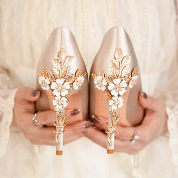 Metal sculptat tocuri Femei Pompe Tocuri inalte Pantofi Femei pantofi de nunta pentru femei mireasa stiletto doamnelor rochie de pompe tocuri elegante