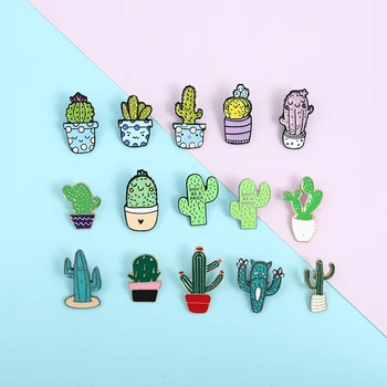 Mic și drăguț set de accesorii de Desene animate planta email Pin Colorate cactus chlorophytum ghiveci Broșe Insigne Denim rever Bijuterii
