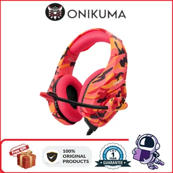 Onikuma K1B Camuflaj Jocuri cu Cască cu Microfon și de Anulare a Zgomotului Căști de Gaming, cu Led-uri pentru Telefon Mobil Laptop