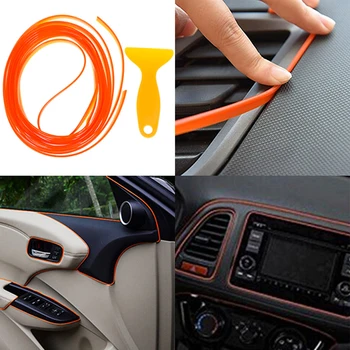 Orange car styling interior laminat trim decora banda 5M linie de umplere decalaj 5M kit auto interior flexibil strip