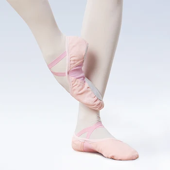 Pantofi De Balet Pentru Femei Fete Două Singura Balerină Profesionistă De Dans Pantofi Tesatura Stretch Îmbinare Papuci De Balet De Dans Papuci