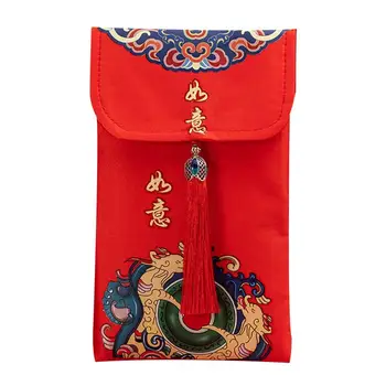 Salut Invitația de bun augur Plic Roșu Stil Chinezesc Binecuvântare Satin Norocos Plic de Bani pentru Noul An