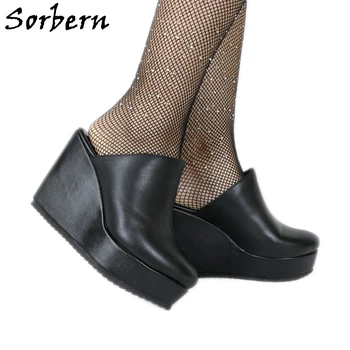 Sorbern Negru Femei Pompa De Pantofi Confort Catâri Cu Toc Platforma Bareta La Alunecare Pe Pantofi Personalizate Platformă De Desinger Pantofi