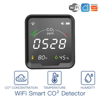 Tuya WiFi Co2 Senzor Detector De 3 În 1 De Co2 Metru De Dioxid De Carbon Detector De Calitate A Aerului Monitor De Temperatură Și Umiditate Cu Alarmă