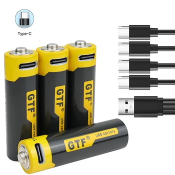 USB Type-C, Încărcare baterie AA 1.5 V 1700mah 2550 mWh Acumulator Litiu-ion 4 in 1 USB de Tip C Responsa Cablu LED Indicator de Încărcare