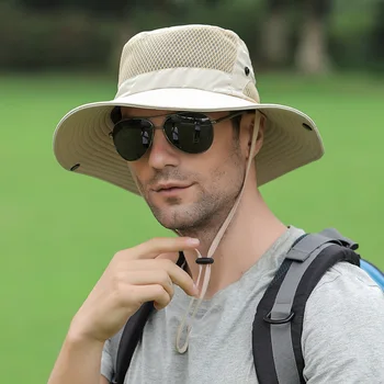 În aer liber, Protectie UV Palarie de Soare Pentru Barbati Femei ochiurilor de Plasă Respirabil Găleată Pălării de Vară de sex Masculin Margine Largă Drumeții, Pescuit Pălărie Panama Capace